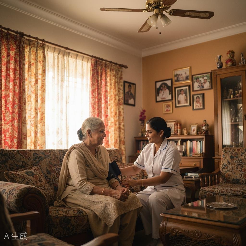 Doctor checking blood pressure at home in Delhi